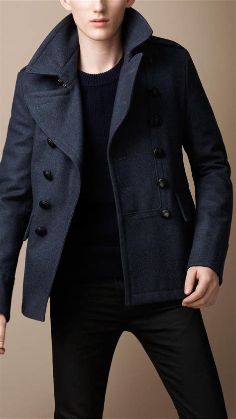 burberry kirkham men's peacoat|burberry men military coats.